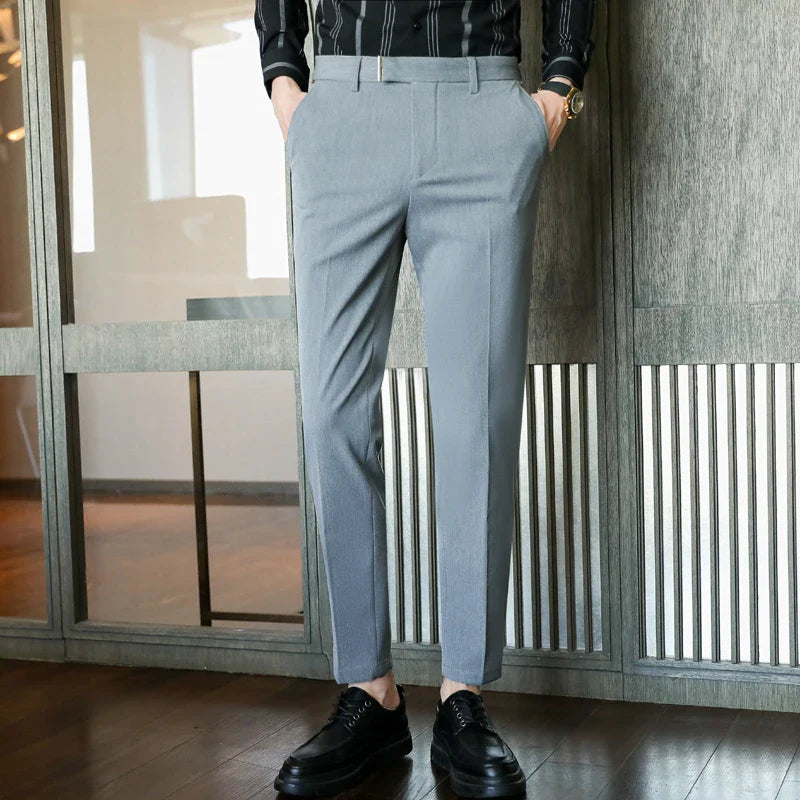 saferido British Style Business Formal Wear Suit Pant Men Clothing Simple Slim Fit Casual Office Trousers Straight Pantalones Hombre