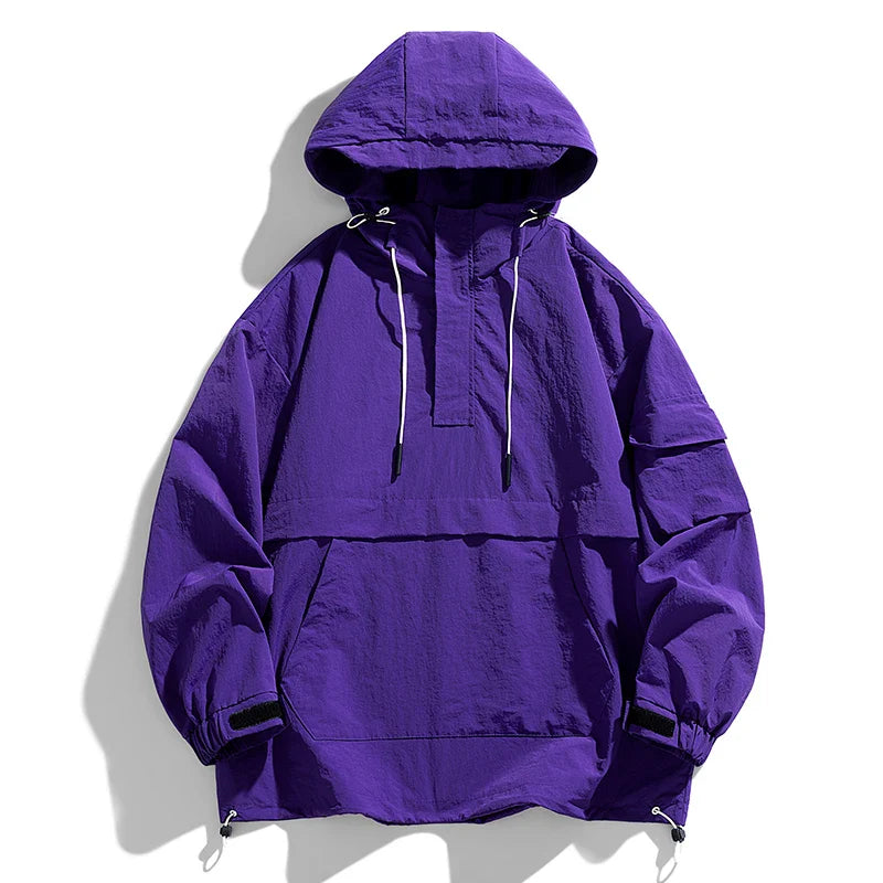 Spring Autumn Fashion Korean Hooded Jacket Men Casual Overcoat Male Soild Color Pullover Jackets Man Loose Streetwear Outerwear