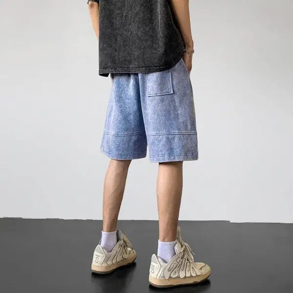 saferido Streetwear Washable Old Shorts Men's Fashion Brand Loose Summer American Casual Sports 5/4 Pants Large