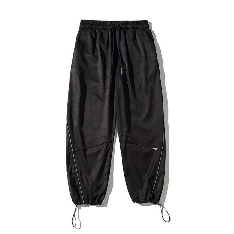 saferido Reflective Striped Sweatpants Men's Spring Autumn Oversize Beam Feet Solid Stitching Casual Pants Sports Trend Classic Trousers