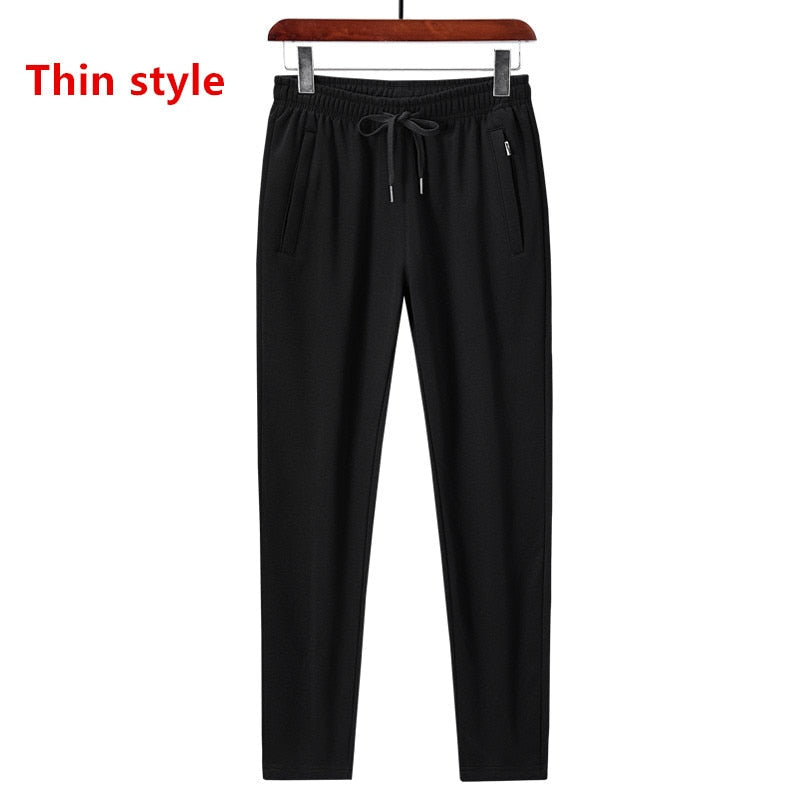 New Korean Style Straight Sports Running Pants Men'S Spring Autumn Loose Casual Pure Cotton Large L-8Xl 135Kg Knitted Trousers