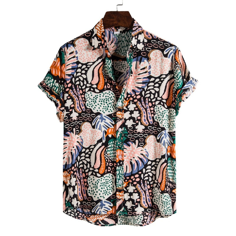 Men's Hawaiian Polyester Summer Short Sleeve Shirt Tropical Leaf 3D Pattern Printing Beach Male Shirts Casual Blouse For Men 5xl