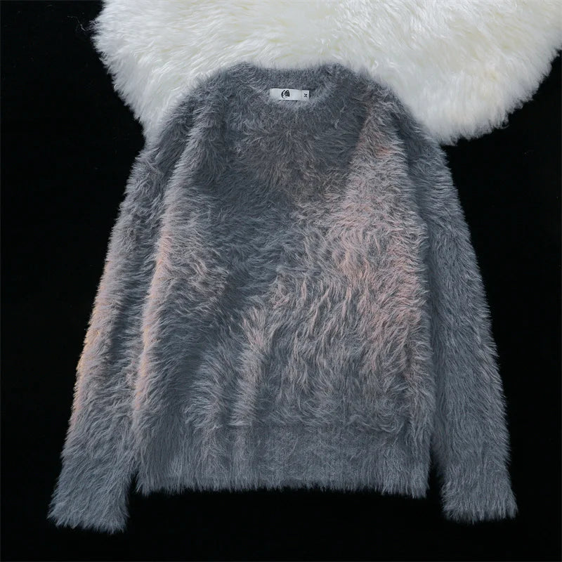 Men Autumn Winter New Oversize Solid Color Knitted Jumpers Male O-neck Sweater Tops Men Long Sleeve Warm Pullovers I594