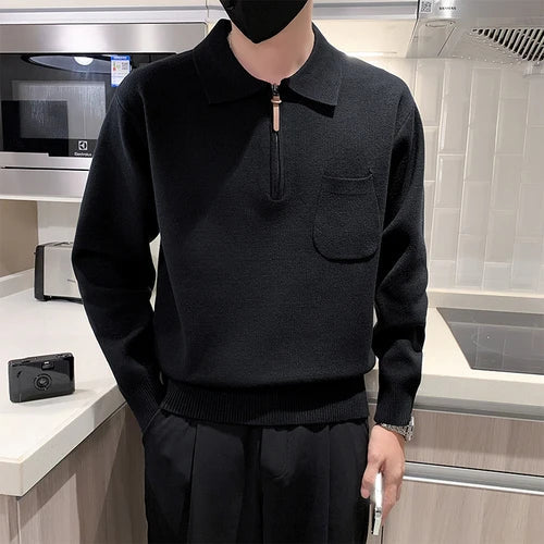 saferido Clothing Men Keep Warm In Winter Knitted Sweater/Male Slim Fit Zipper Design Pullover/Man Casual Knit Sweater Korean Style
