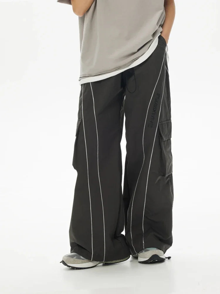 saferido Baggy Wide Leg Cargo Pants Men Oversize gray Cargo Trousers Male Loose Casual Sweatpants Streetwear Hip Hop