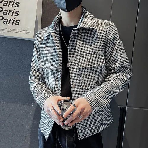 saferido Men Spring High Quality Casual Jackets/Male Slim Fit Fashion Business Plaid Coats Plus Size S-3XL