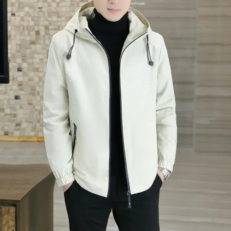 saferido Spring Autumn Men Hooded Jacket Male Outwear Imitation Wool Thick Warm Windbreaker Jacket Men Fashion Casual Coat