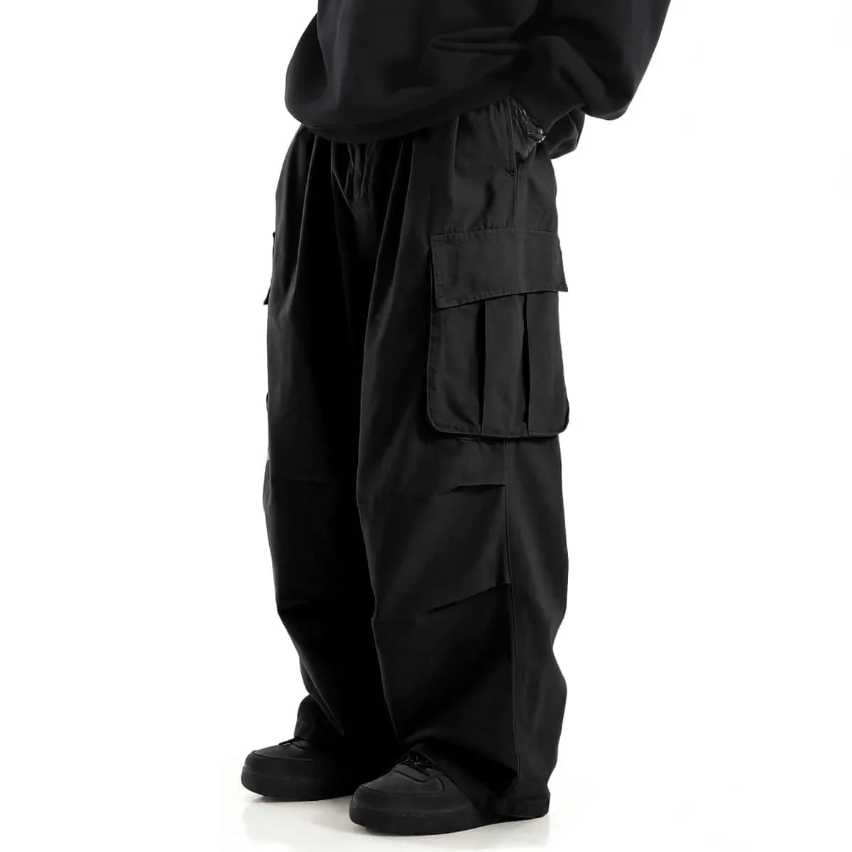 Classic Design Multi Flap Pockets Cargo Pants,Men's Loose Fit Drawstring Cargo Pants,For Skateboarding,Street,Outdoor Camping