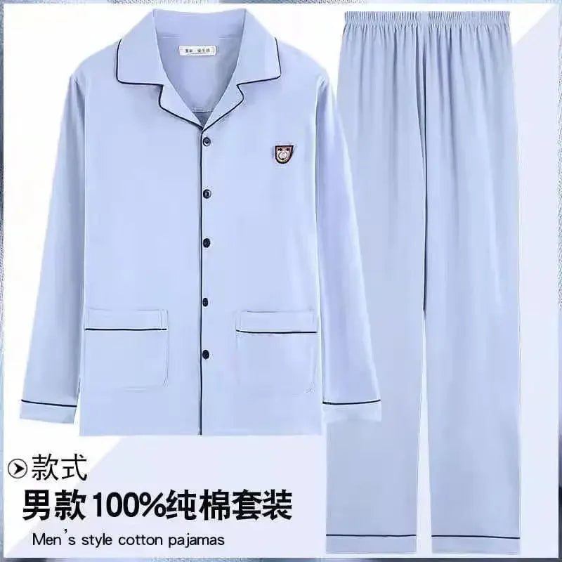 Men Pajamas Set Lounge Sleepwear Plaid Pyjamas Long Sleeve Spring Autumn Loungewear Male Homewear Home Clothes