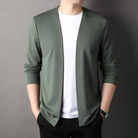 Autumn and Winter Men's Clothing Men's Knitted Cardigan V-neck Solid Casual Cardigan