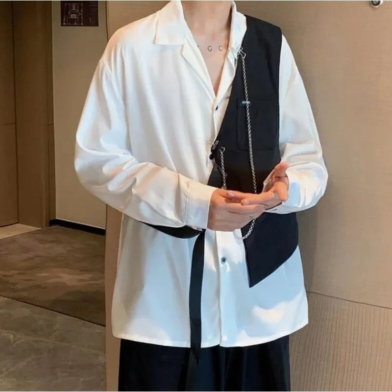 saferido Techwear Men's Sets Cargo Pants Men's Shirt Kit Long Sleeve Shirts Korean Streetwear Hip Hop Harajuku Spring
