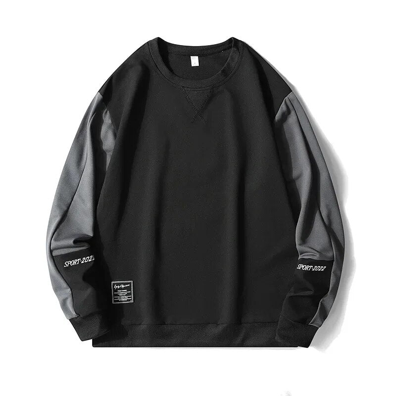 Men's Round Neck Sweatshirts Patchwork Oversized Men Hoodies Spring Autumn Streetwear Hip Hop Casual Top For Man Sportswear