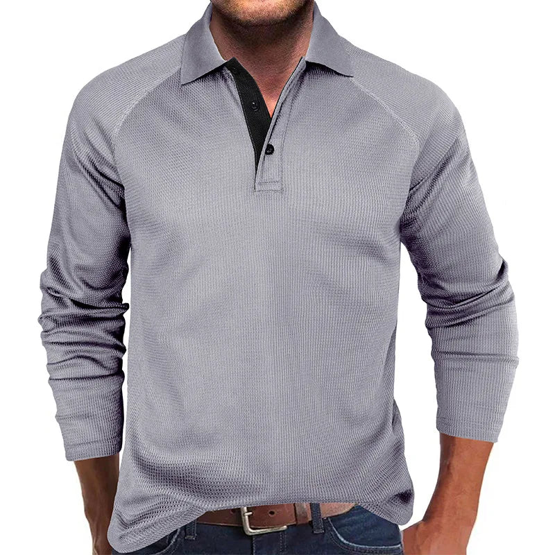 saferido Spring Autumn Turn Down Collar Polo Shits Men Solid Color Long Sleeve Business Casual Mens Polos Anti-Shrink Fashion Tops Tees