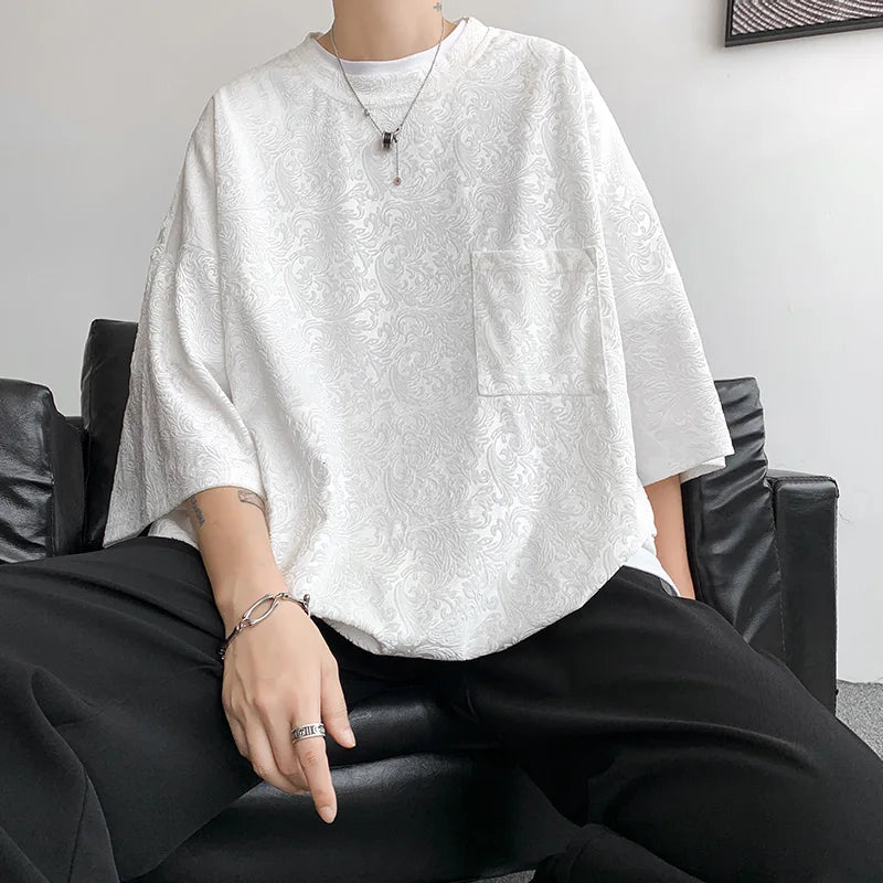 saferido Men Oversized Streetwear T Shirts Women Jacquard Design Summer Mens Fashions Harajuku T-Shirt Male Vintage Tees Female