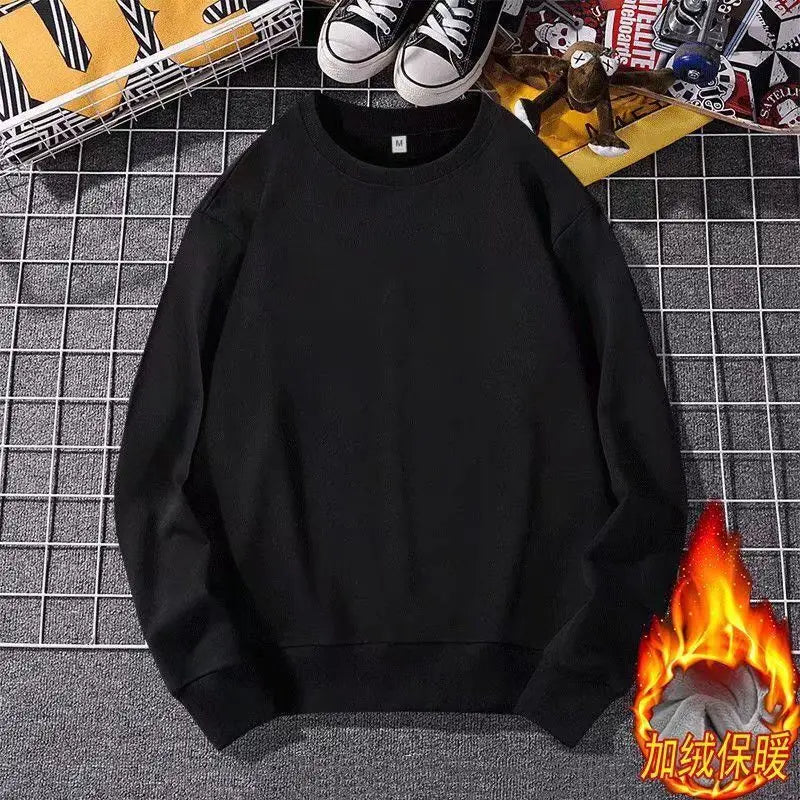 saferido Korean Street Style Solid Color High Collar Oversized Hoodie Men Fashion Loose Casual Hooded Top Harajuku New Sweatshirt Hoodie