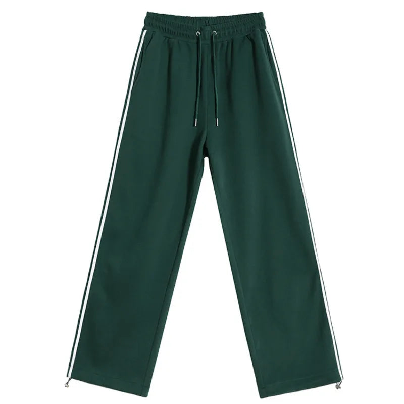 saferido 2024 Summer Men's Contract Color Striped Sweatpants New Korean Style Elastic Waist Wide Leg Pants Fashion Male Trousers