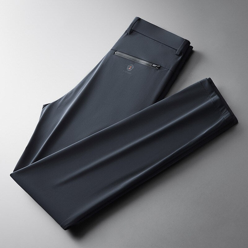 Brand Smart Casual Pants Men Summer Thin Soft Breathable Trousers Male Anti Wrinkle Straight Solid Color Men Pants