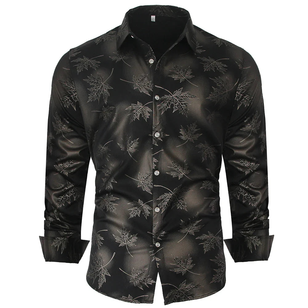New Social Long Sleeve Maple Leaf Designer Shirts Men Slim Fit Vintage Fashions Men's Shirt Man Dress Jersey Clothing