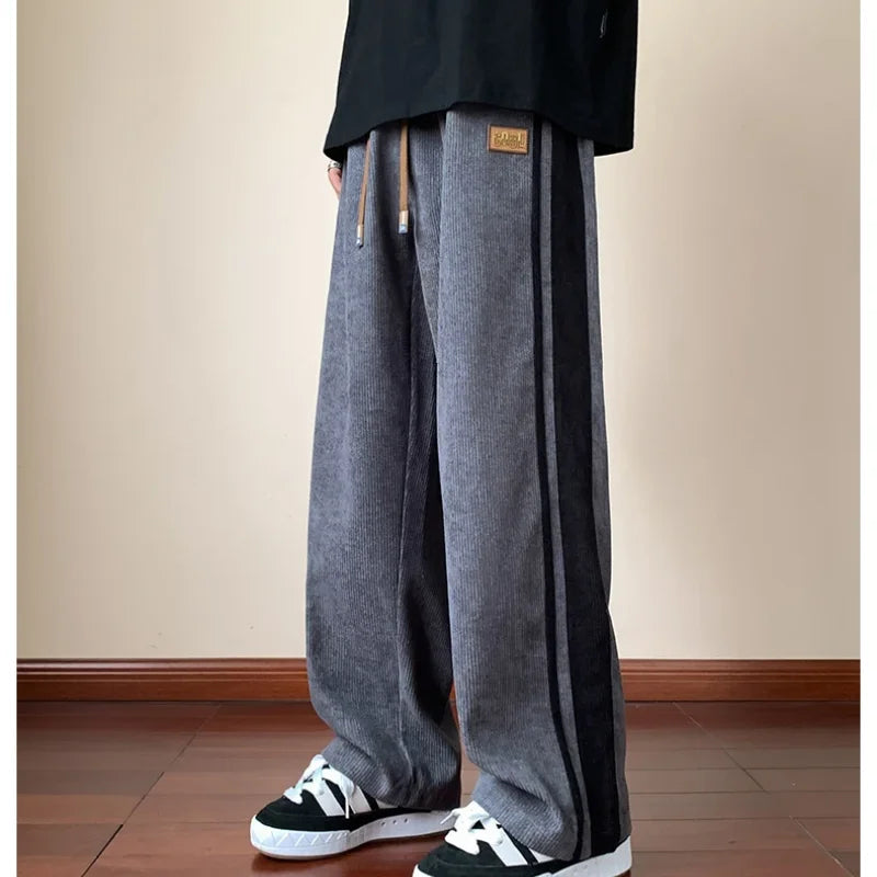 saferido Spring And Autumn New Fashion Loose Casual Pants Men's Corduroy Fashion Versatile Men's Straight-leg Sports Pants Men's Trousers