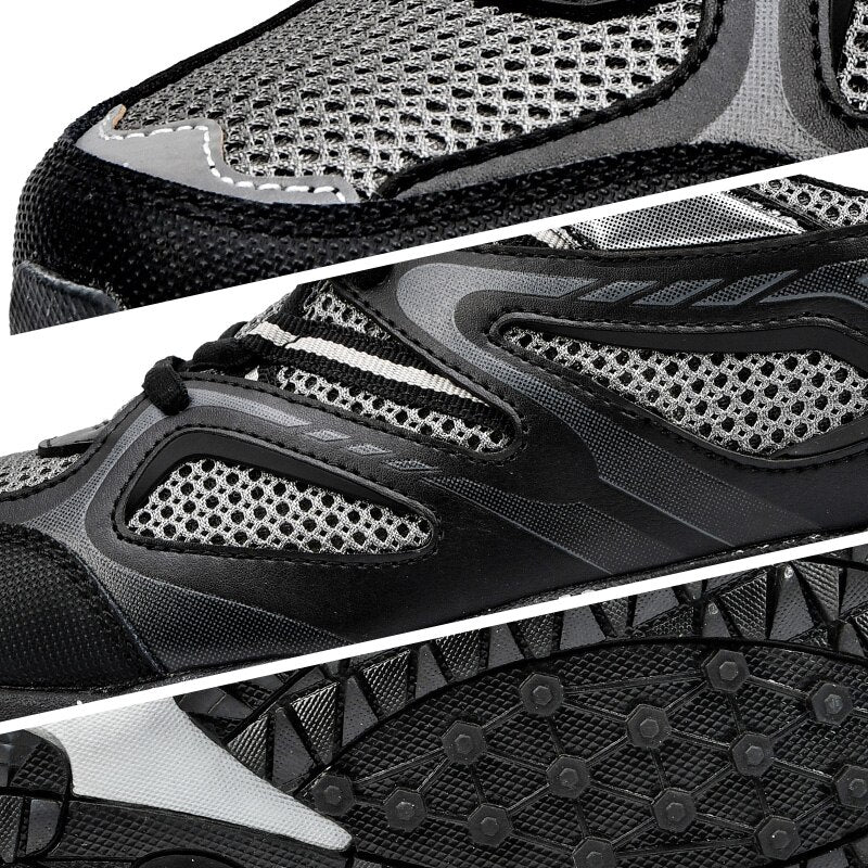 saferido New Arrival Classics Style Men Running Shoes Cow Split Mesh Men Sport Shoes Lace Up Outdoor Jogging Shoes
