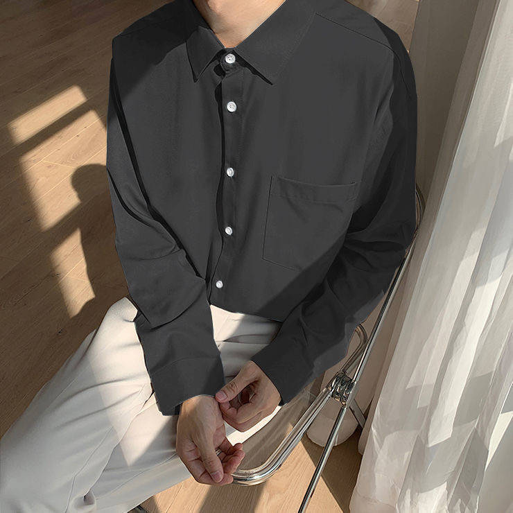 saferidos British Style Solid Long Sleeve Shirts Men Clothing Spring Autumn Slim Fit Business Casual Formal Wear Blouse Tops WA02