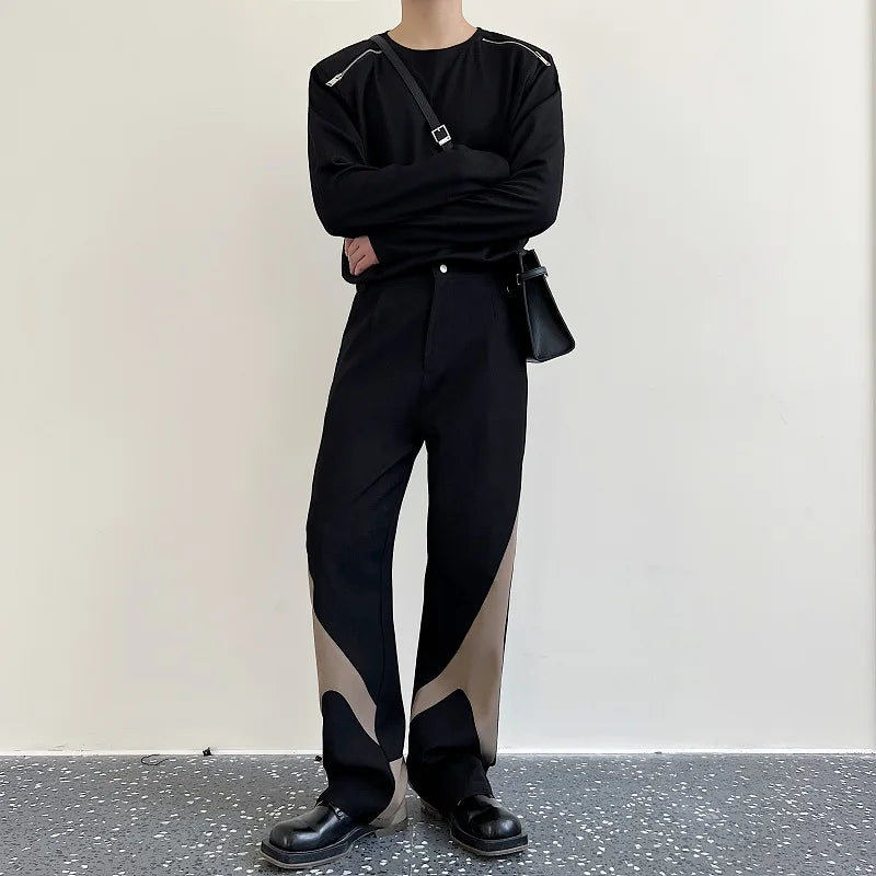 saferido Straight Pants Personalized Contract Color Men's Clothing Trousers Casual 2024 New Spring Summer Fashion
