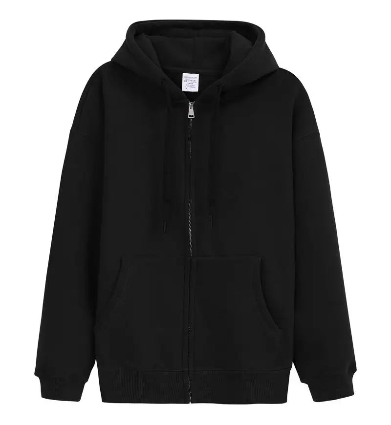 saferido 600GSM 95% Cotton Solid Retro Oversize Hoodie Unisex Winter Warm Zipper Up Open-Up Hoodies Vintage Classic Streetwear Loose Coat