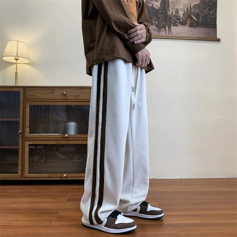 saferido New Corduroy Men's Spring And Autumn High Street Ins Trend Versatile Straight Loose Trendy Brand Drape Casual Trousers For Men