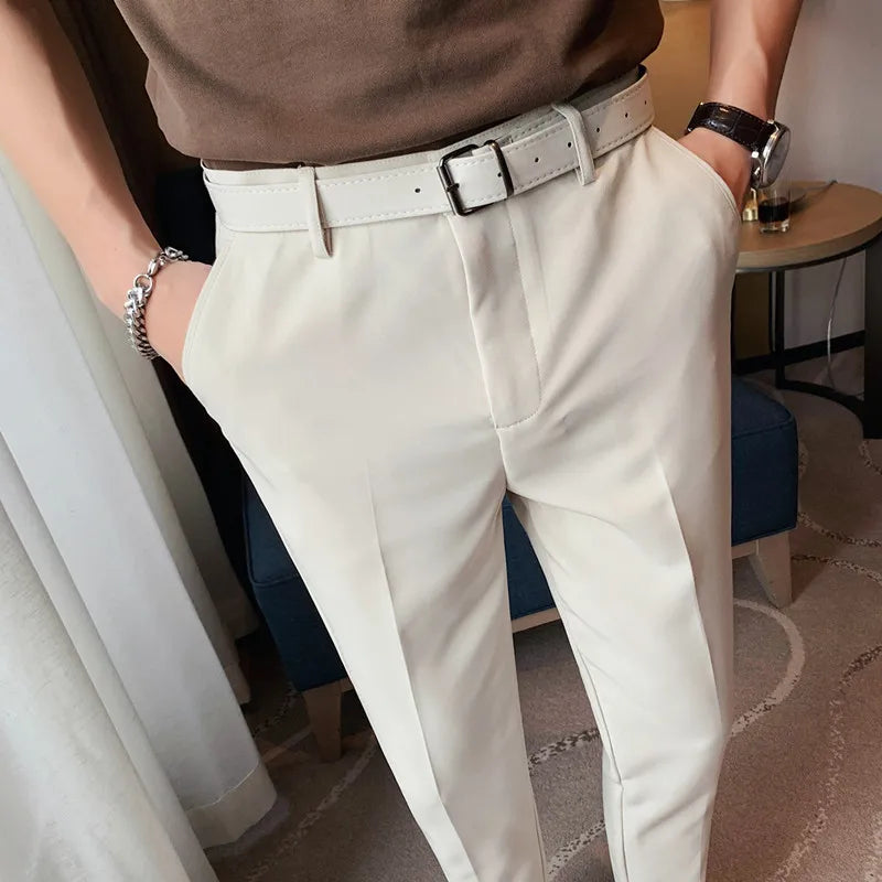 saferido Men Suit Pants Spring Pure Color Business Casual Formal Pants Slim High Quality Men's Fashion Classic Men's Suit Trousers