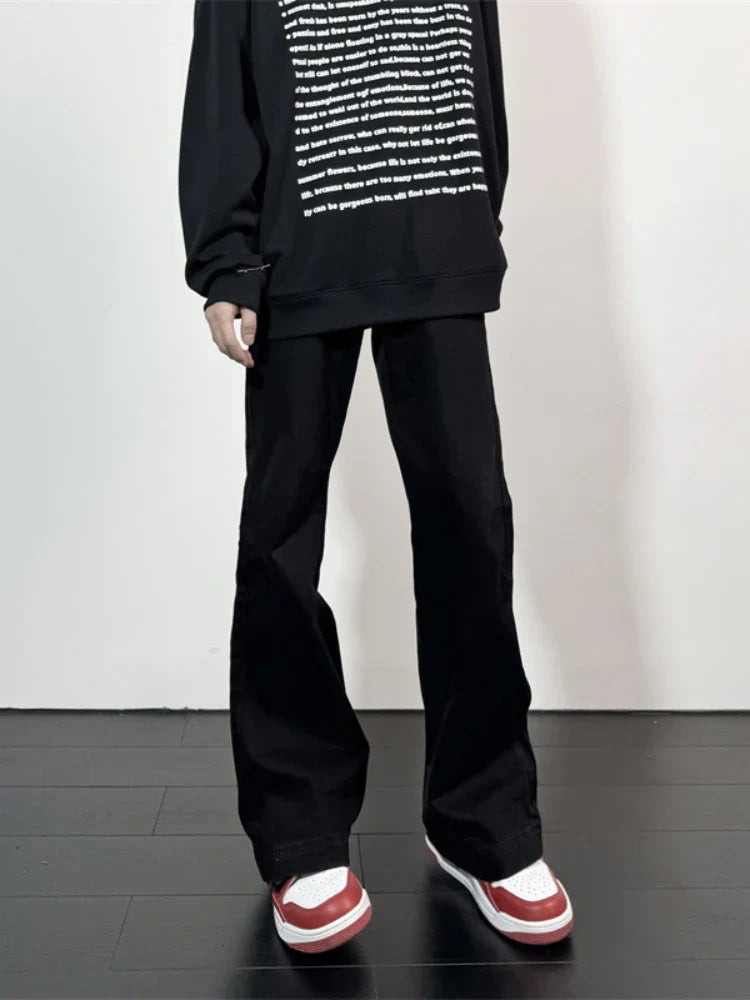 Flare Jeans Men American Slim Chic High Street Washed Hip Hop Denim Trousers All-match Harajuku Simple College Autumn Mopping