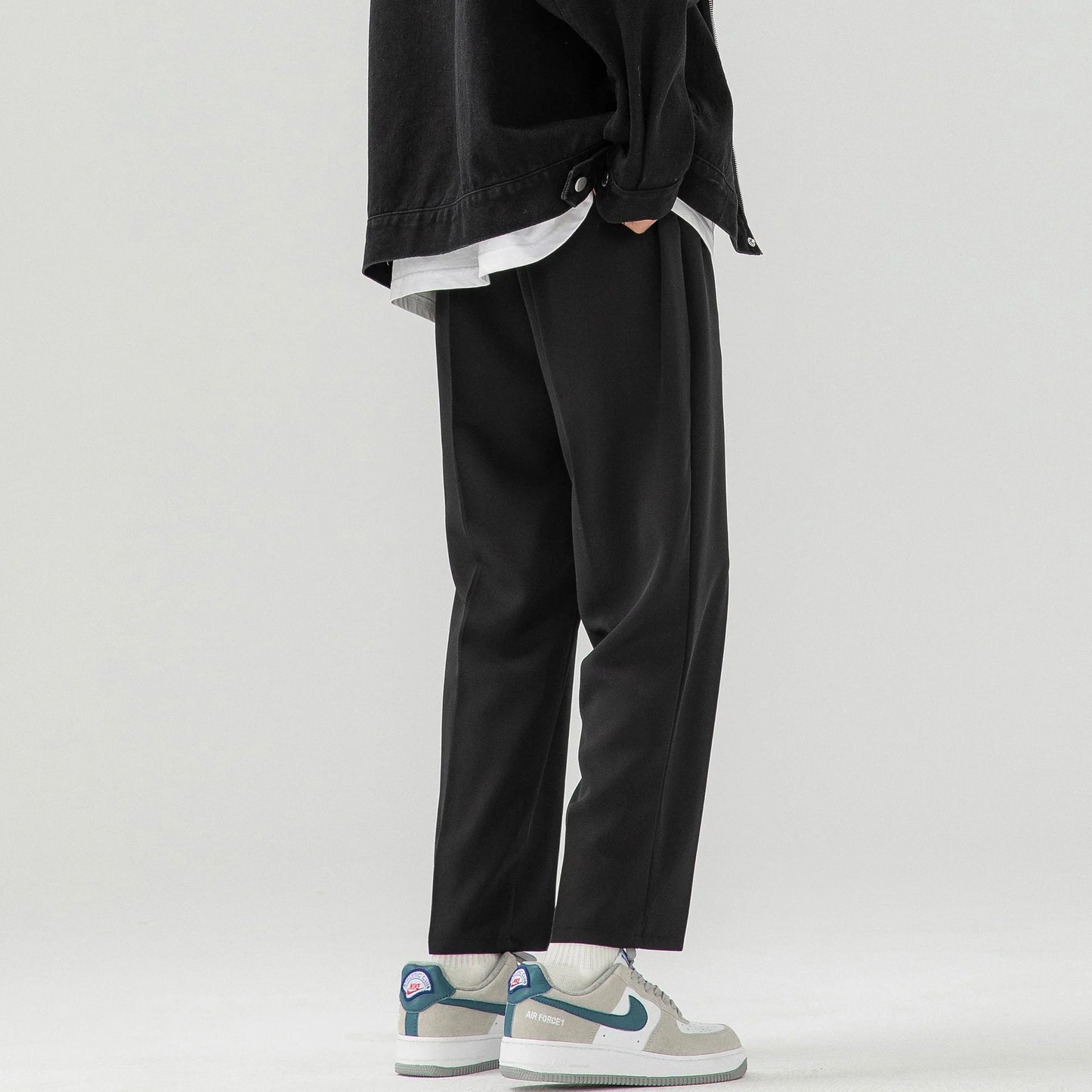 Solid Color Suit Pants Men Fashion Society Mens Dress Pants Korean Loose Straight Wide Leg Pants Mens Office Formal Trousers