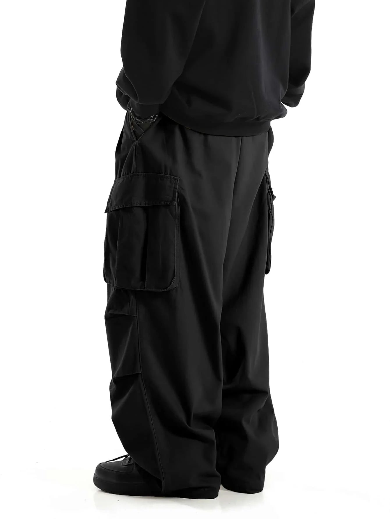 Classic Design Multi Flap Pockets Cargo Pants,Men's Loose Fit Drawstring Cargo Pants,For Skateboarding,Street,Outdoor Camping