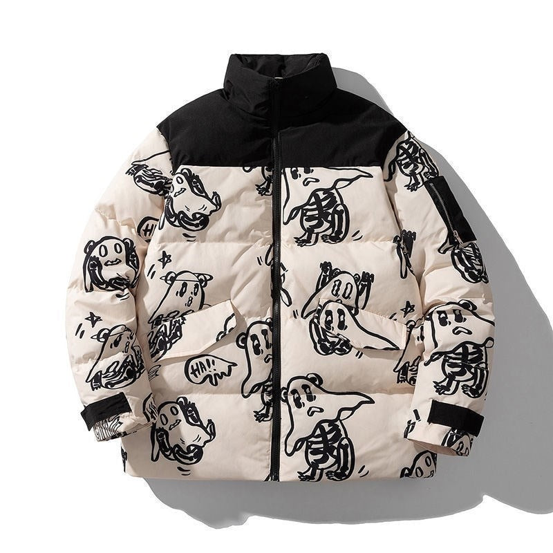 Dark college winter Japanese streetwear women coat Harajuku outwear casual long-sleeved zip up Ulzzang hooded coat