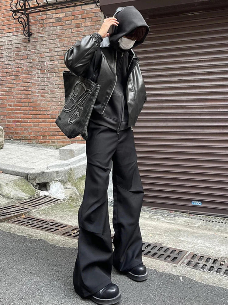 Pants Men Streetwear All-match Leisure Design Vitality Mopping Pure Color Baggy Trousers Joggers Youthful Spring Autumn Chic BF