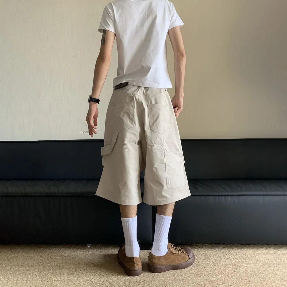 saferido Cropped Pants Summer American Retro Baggy 3d Cargo Capri Pants Hip-Hop Streetwear Trendy Casual Handsome Stylish Pants For Men