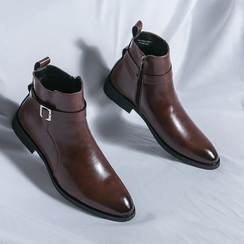saferido Luxury brand leather shoes men's boots formal leather oxford shoes dress boots chelsea business ankle boots men 38-47