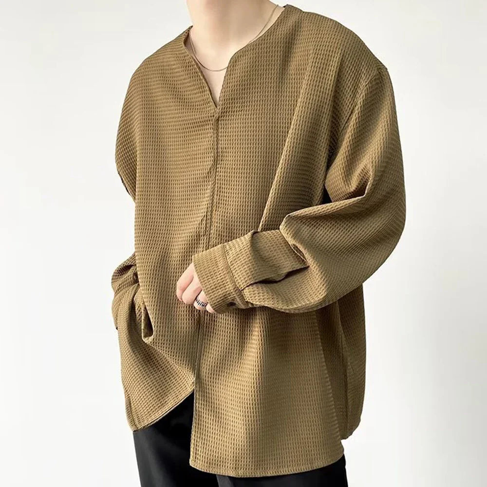 saferido Mens Harajuku Irregular Shirt 2024 Spring New Fashion Goth Handsome Loose Oversized Lapel Fashion Long Sleeve Cloak Unisex