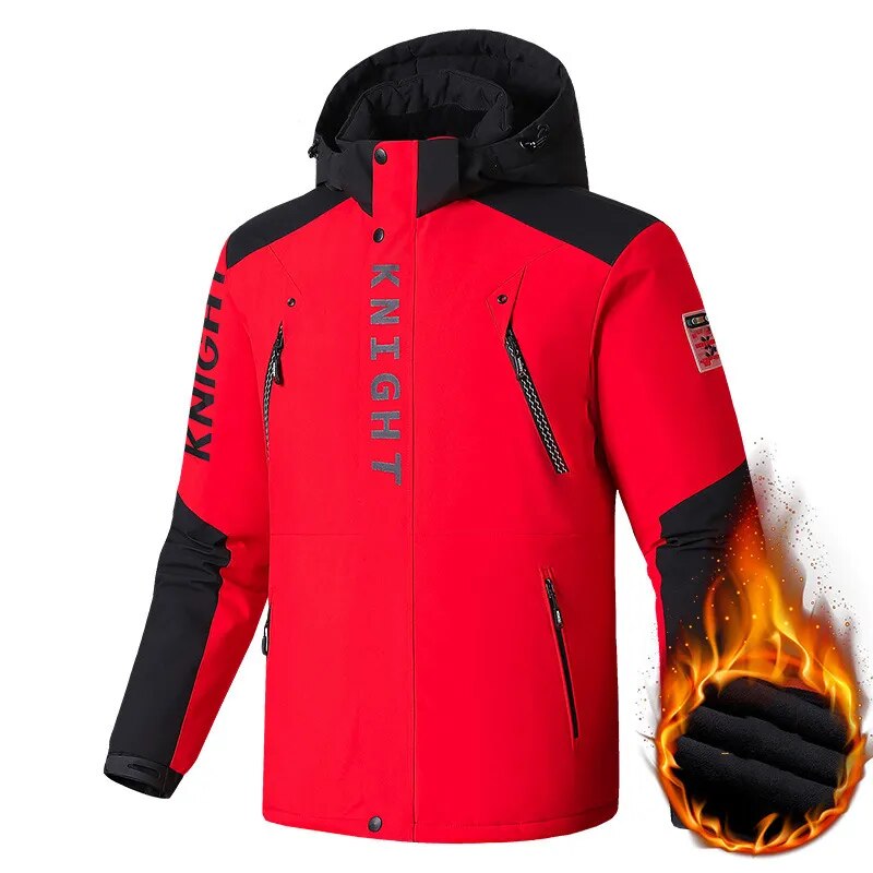 Outdoor Black Fashion Parkas Zip Up Jacket Winter Thick Velvet Oversize 7XL 8XL 9XL Coat For Men's Windproof Waterproof Clothes