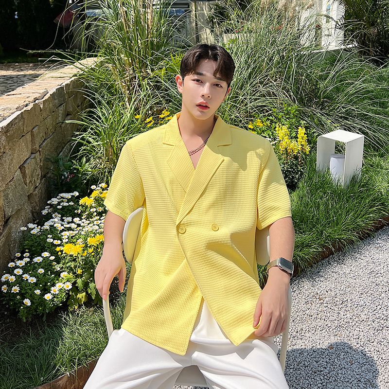 Man Temperament Handsome Fashion Casual Shirts Korean Loose Short Sleeve Men's Clothing Button V-neck Spring Summer Premium Tops