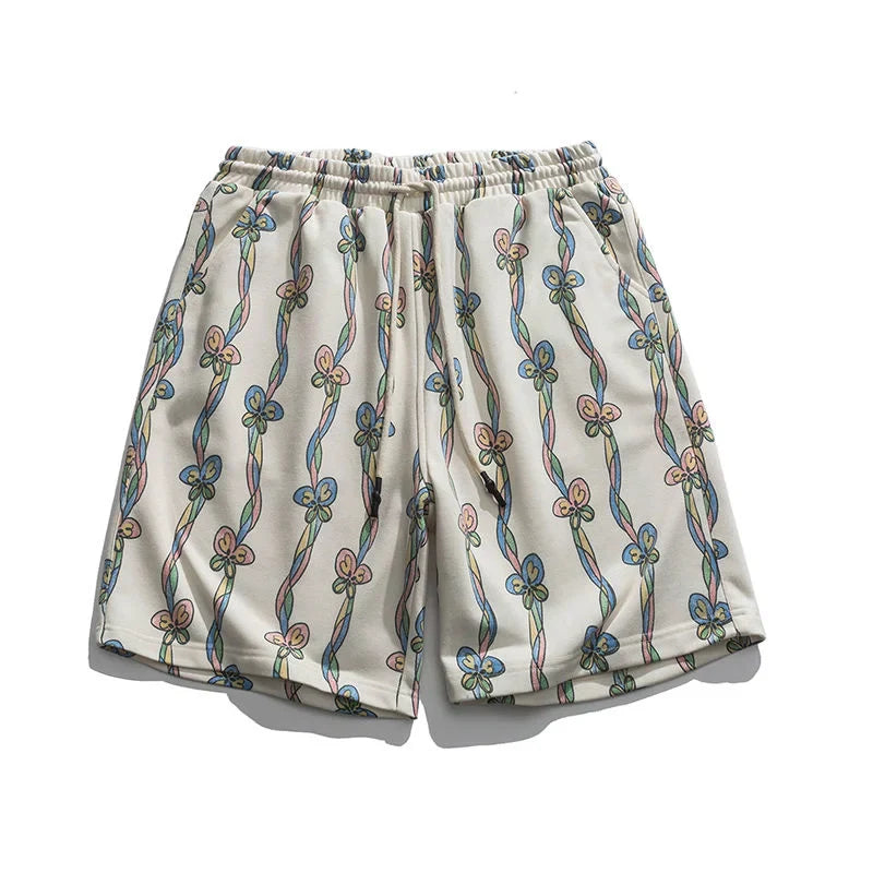 saferido Beach Printed Casual Short Pants Men's Thin Street Hip Hop Trend Fashion Sports Loose Straight Shorts Oversize Summer Clothes