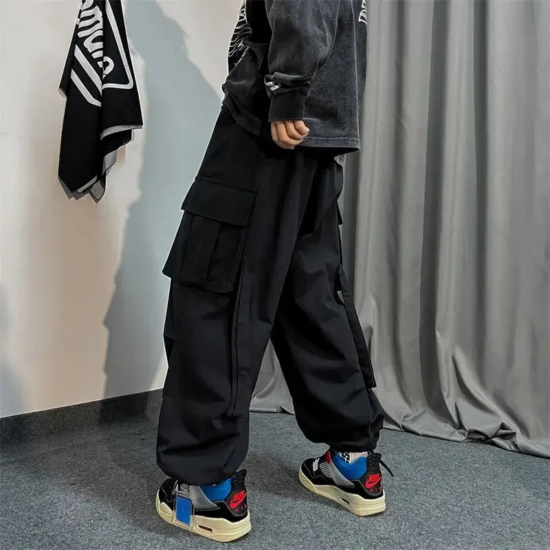 saferido Black Cargo Pants for Men Oversize Cargo Trousers Male Green Loose Casual Japanese Streetwear Hip Hop Pocket Big Size
