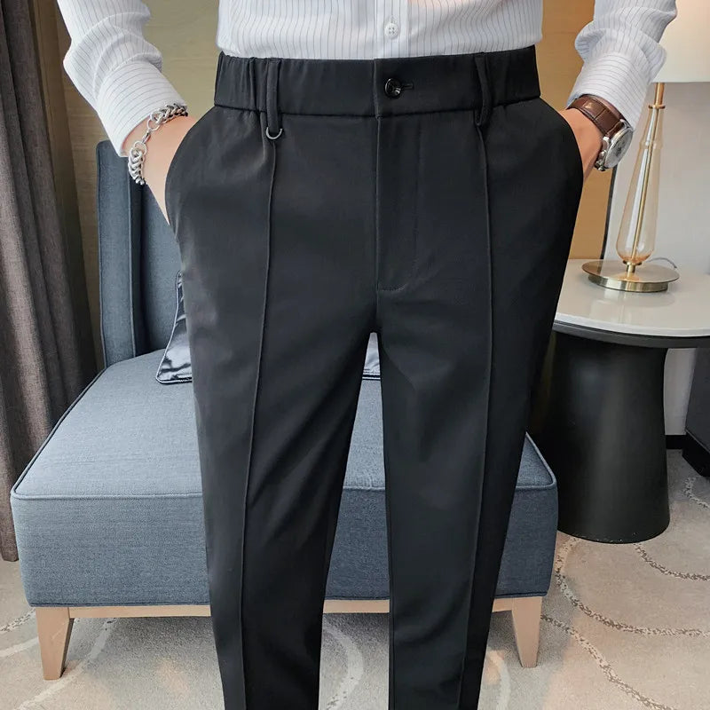saferido Korean Style Men Spring High Quality Leisure Pants/Male Slim Fit Fashion Solid Color Office Dress Trousers Plus size 29-36