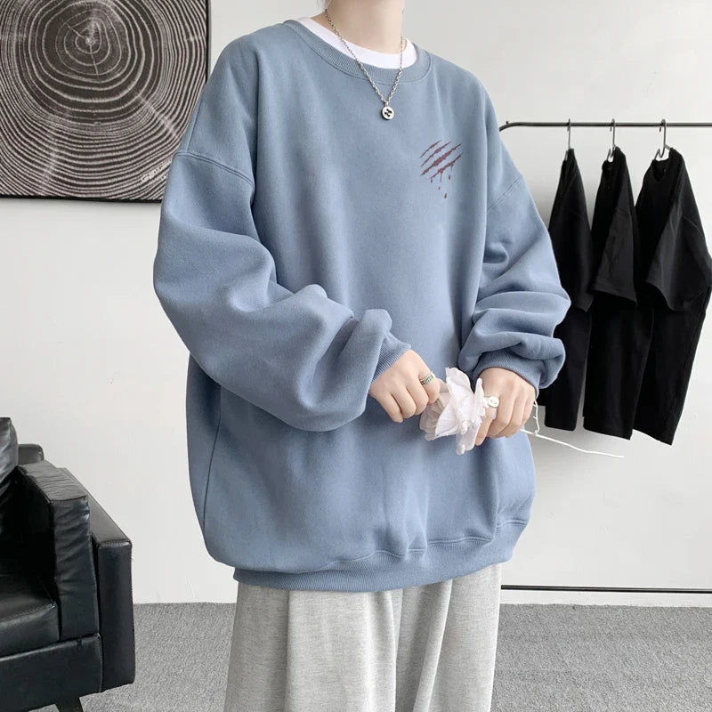 saferido Hipster Men Sweatshirt Oversize Streetwear Autumn Round Neck Sweat Shirt Harajuku Unisex Casual Sports Pullover Sweatshirts