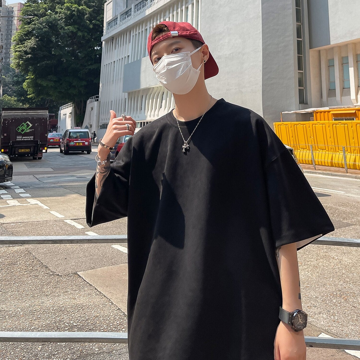 New Design Men's T Shirt Summer Fashion Loose Basic Solid O-Neck T Shirts Women Casual Short Sleeve Hip Hop Top Tees Streetwears