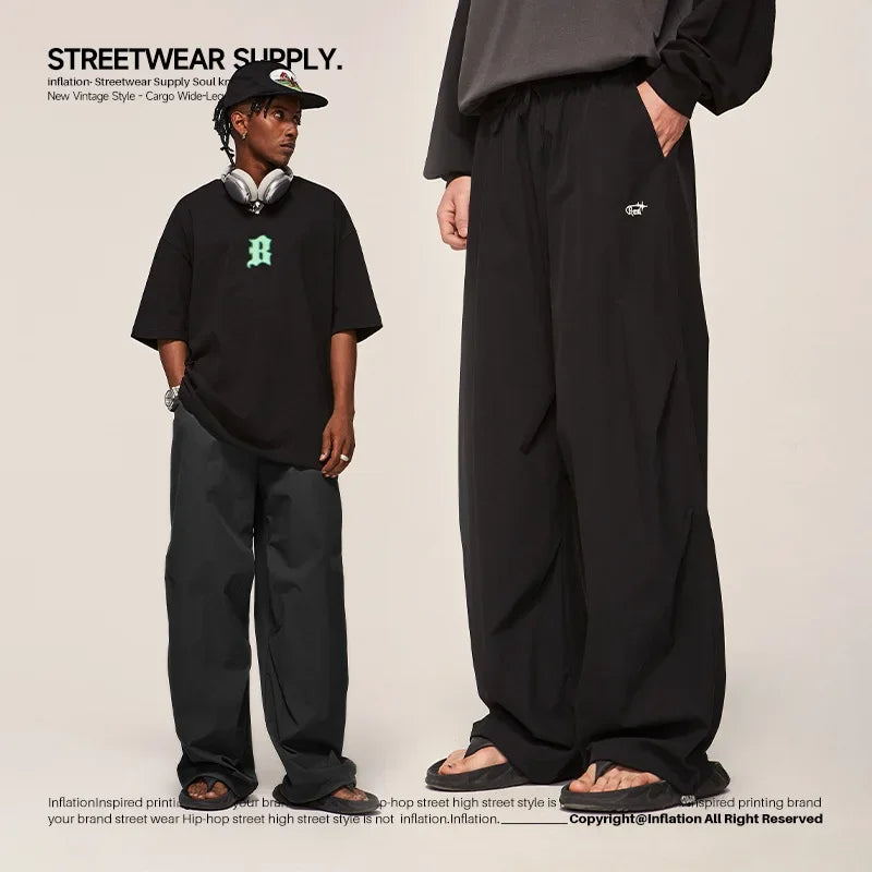 saferido Parachute Wide Leg Pants Men Baggy Trousers Male Joggers Sweatpants Oversized Loose Casual Sports Streetwear Hip Hop
