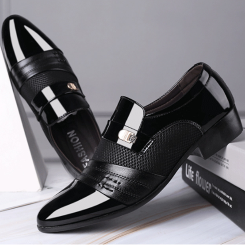 saferido Former Men Shoe Black Leather Shoes for Men Luxury Plus Size Party Office Business Casual Shoes Loafers