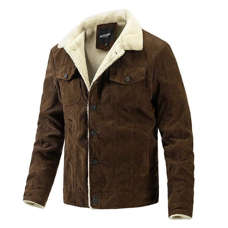 Fashion Winter New Men's Corduroy Plush Jacket Casual Jacket Trend Men's Clothing Men Outwear
