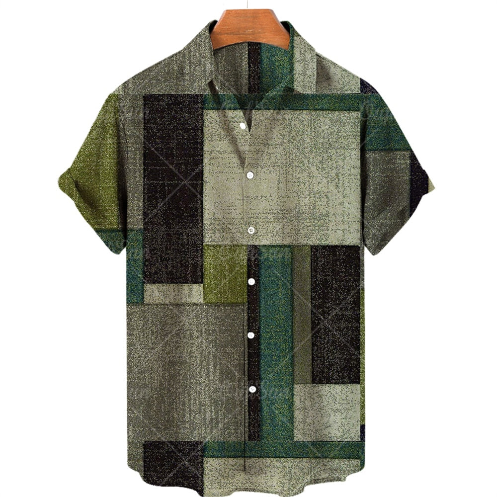 Male Shirt Oversized Plaid Floral Short Sleeve Tops Summer Casual Holiday Buttons Social Luxury Clothing Men Hawaii Shirts 5XL