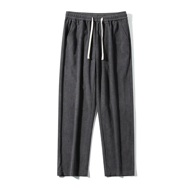 saferido Men's Casual Pants Loose Straight Corduroy Pants Elastic Waist Sweatpants Fashion Streetwear Spring Men Sports Jogger Trousers