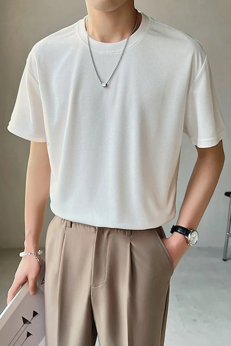 saferido Summer Men's High-grade Fabric Solid Color Tshirts Short Sleeve 8 Color British Style T-shirt Clothes Round Neck T Shirts